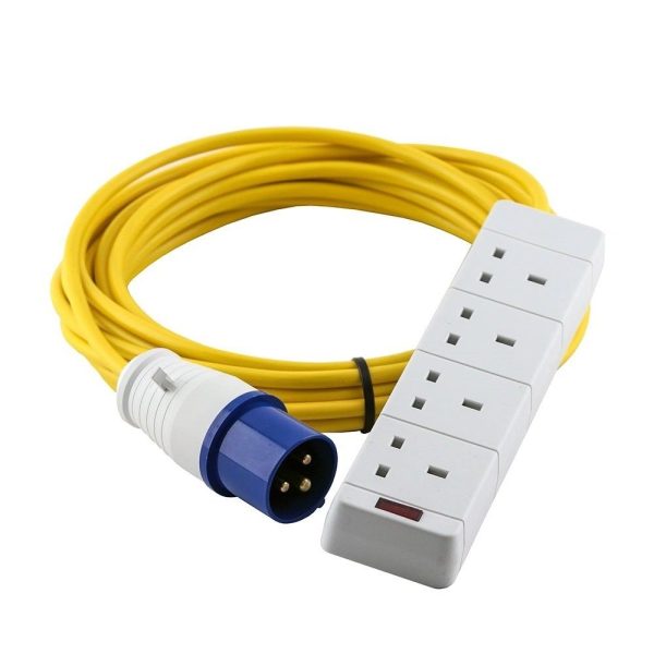 4 Gang 16A Yellow Hook Up Extension Lead