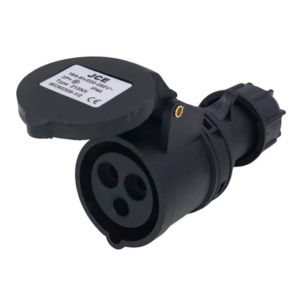 16A 3 Pin Black Trailing Socket