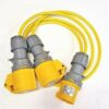 16A Plug - 2 x 16A Sockets 1.5mm IP44 Yellow 110V Splitter - Image 2