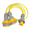 16A Plug- 2x16A Sockets 1.5mm IP67 Yellow 110V Splitter - Image 2