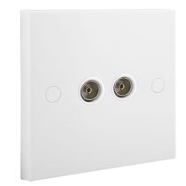 BG Masterplug 2 Gang Diplex TV/FM Outlet Plate White