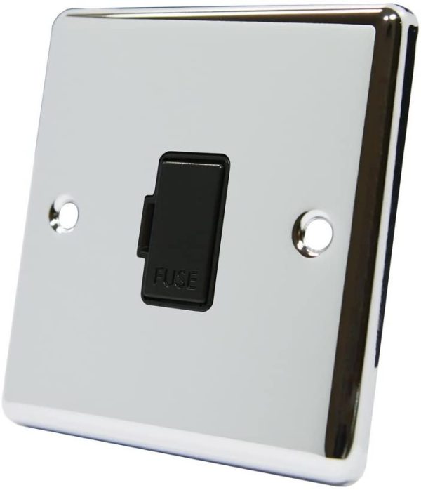 BG Polished Chrome Unswitched 13A Fused Connection Unit with Black Insert