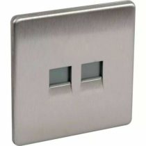BG Flat Plate RJ11 2 Gang Socket Flat Plate Stainless Steel