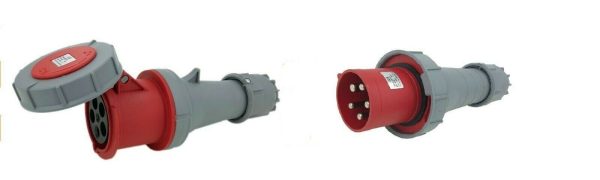 JCE 125A 5 Pin Red Trailing Plug & Socket 415V IP67 Waterproof