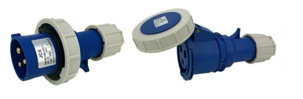 JCE 32A 3 Pin Blue Trailing Plug & Socket 240V IP67 Waterproof