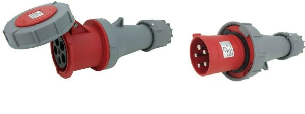 JCE 63A 5 Pin Red Trailing Plug & Socket 415V IP67 Waterproof